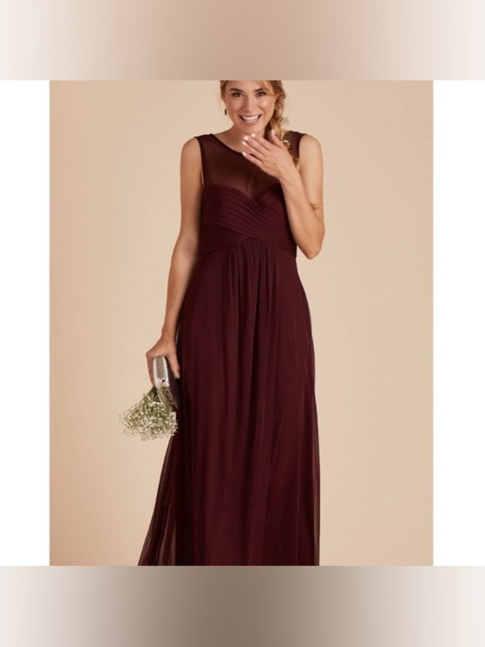 Birdy Grey Sleeveless Chiffon Maxi Dress in Deep Burgundy